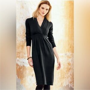 Peruvian Connection Black Delilah Long Sleeve Dress Large Cotton Knit Sweater